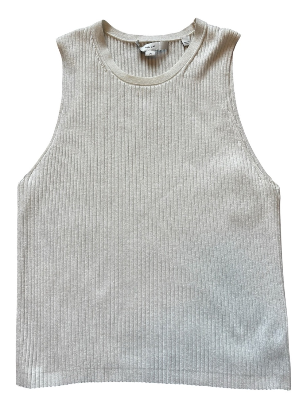 Vince Off-White Ribbed Knit Tank Shell